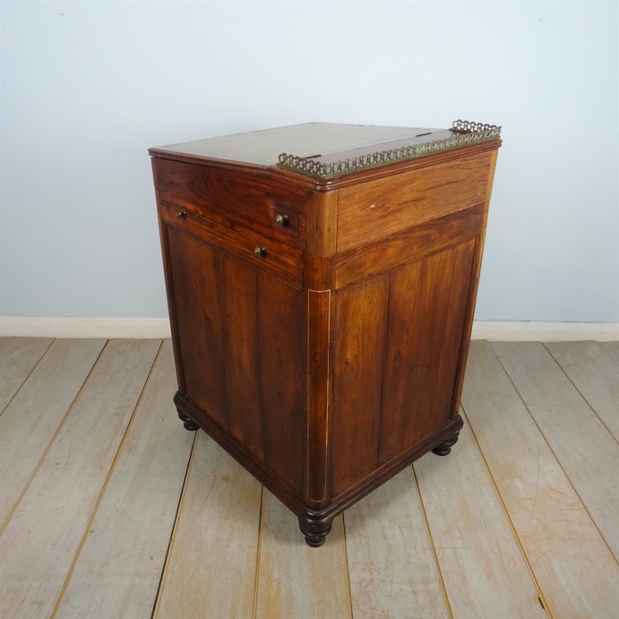 Rare Antique Military Campaign Tulipwood Davenport Desk